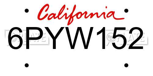 6PYW152 California License Plate