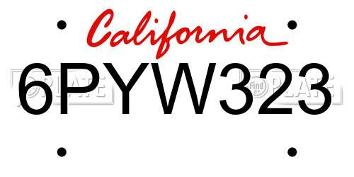 6PYW323 California License Plate