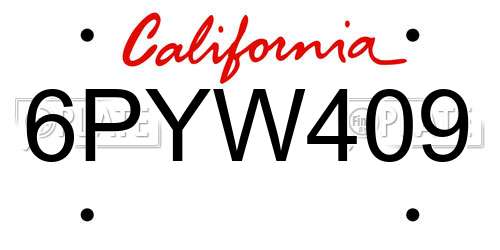 6PYW409 California License Plate
