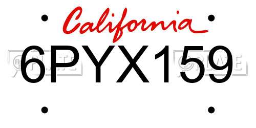6PYX159 California License Plate