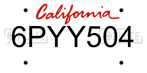 6PYY504 California License Plate