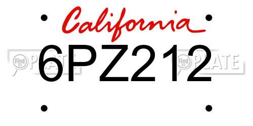 6PZ212 California License Plate