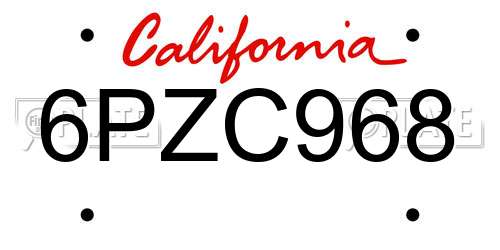 6PZC968 California License Plate