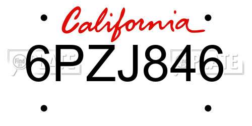 6PZJ846 California License Plate