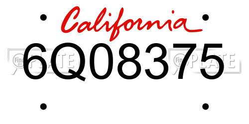 6Q08375 California License Plate