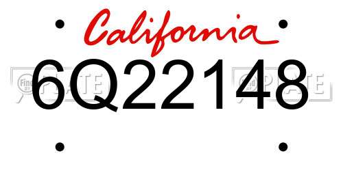 6Q22148 California License Plate