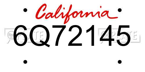 6Q72145 California License Plate