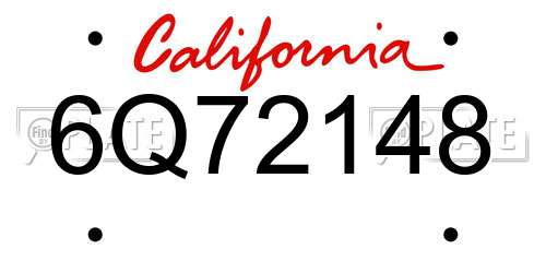 6Q72148 California License Plate