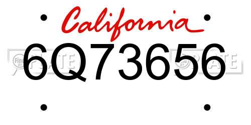 6Q73656 California License Plate