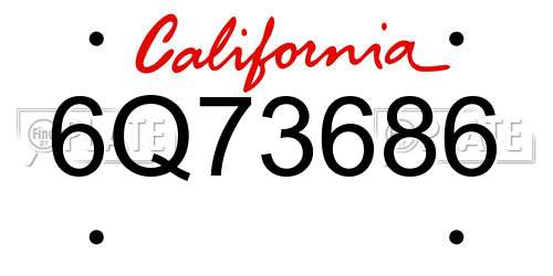 6Q73686 California License Plate