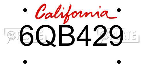 6QB429 California License Plate