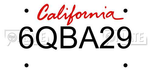 6QBA29 California License Plate