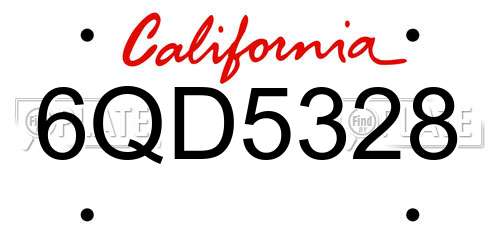 6QD5328 California License Plate
