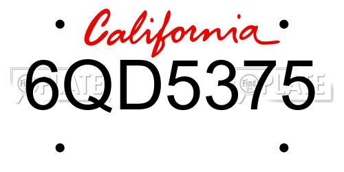 6QD5375 California License Plate