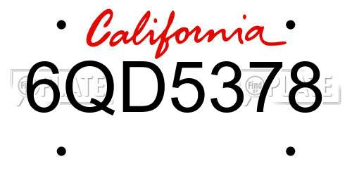 6QD5378 California License Plate