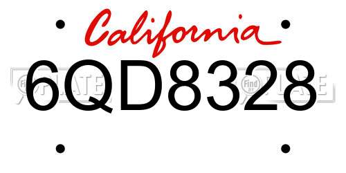 6QD8328 California License Plate