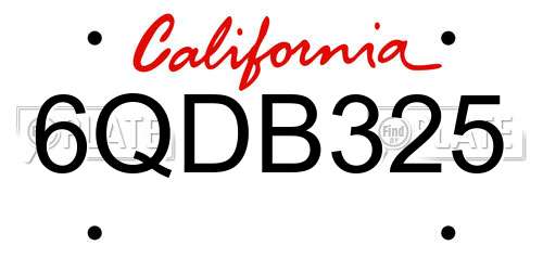 6QDB325 California License Plate