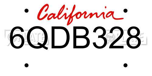 6QDB328 California License Plate