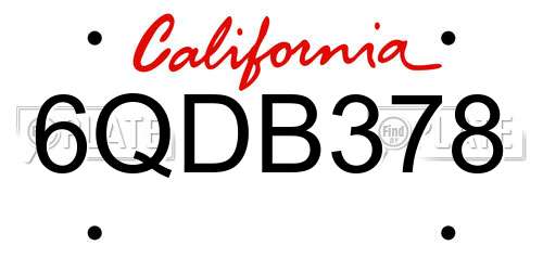 6QDB378 California License Plate