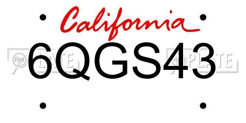 6QGS43 California License Plate