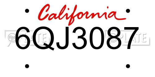 6QJ3087 California License Plate
