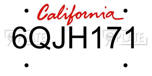 6QJH171 California License Plate