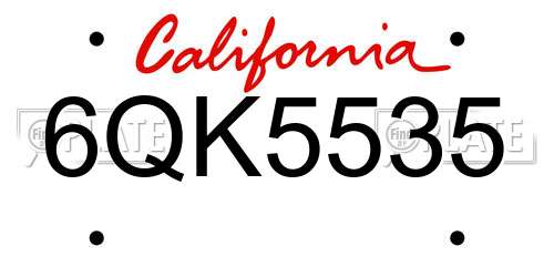 6QK5535 California License Plate