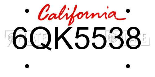 6QK5538 California License Plate