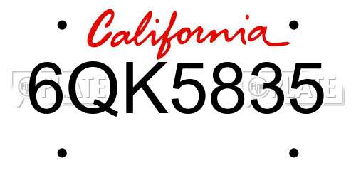 6QK5835 California License Plate