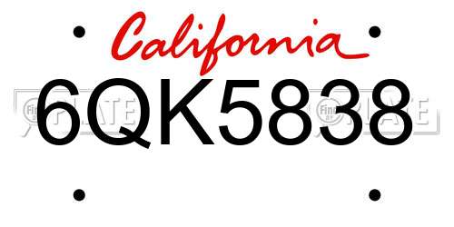 6QK5838 California License Plate