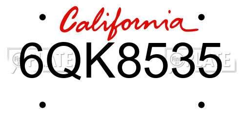 6QK8535 California License Plate