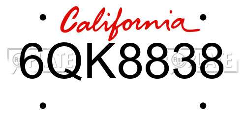 6QK8838 California License Plate