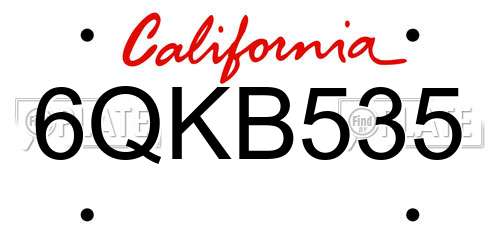 6QKB535 California License Plate