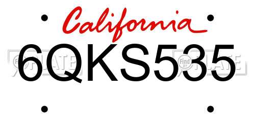 6QKS535 California License Plate