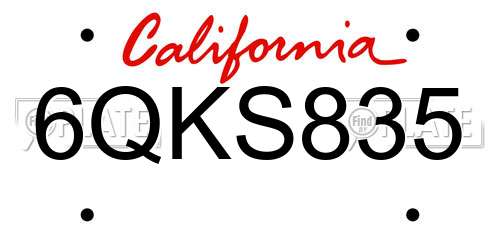 6QKS835 California License Plate