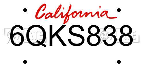 6QKS838 California License Plate