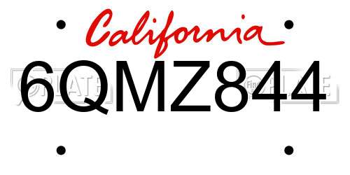 6QMZ844 California License Plate