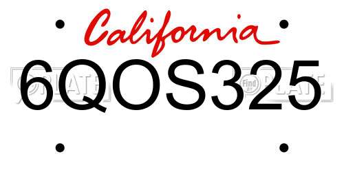 6QOS325 California License Plate