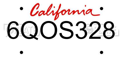 6QOS328 California License Plate