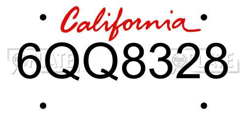 6QQ8328 California License Plate