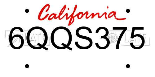 6QQS375 California License Plate