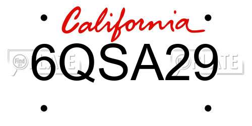 6QSA29 California License Plate