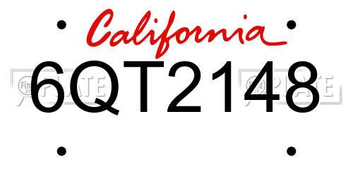 6QT2148 California License Plate