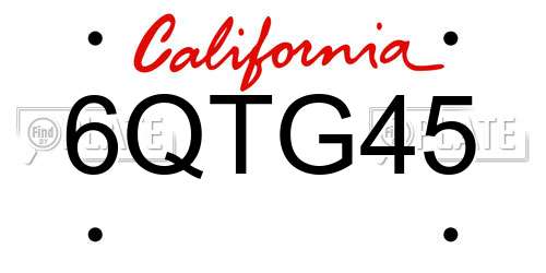 6QTG45 California License Plate