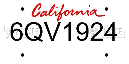 6QV1924 California License Plate