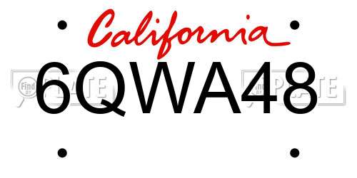 6QWA48 California License Plate