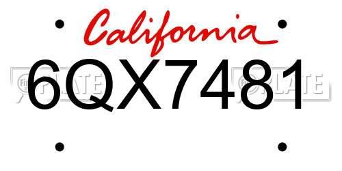 6QX7481 California License Plate
