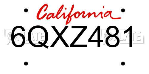 6QXZ481 California License Plate
