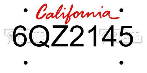6QZ2145 California License Plate