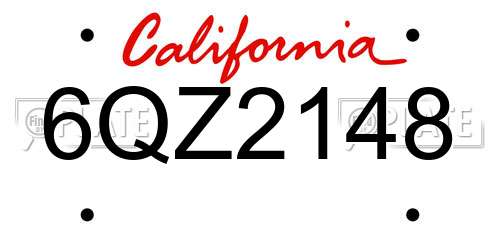 6QZ2148 California License Plate